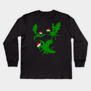 Cool Christmas Dragon Santas Kids Long Sleeve T-Shirt